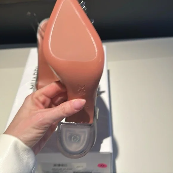 Amina Muaddi Stunning Slingback Heels with Crystal Embellishment - Picture 5 of 8